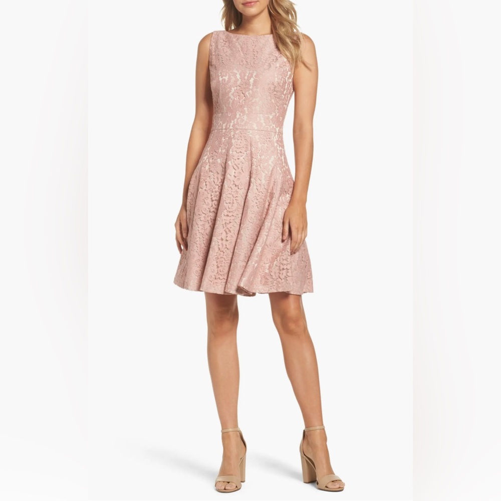 Eliza J Lace Fit & Flare Dress